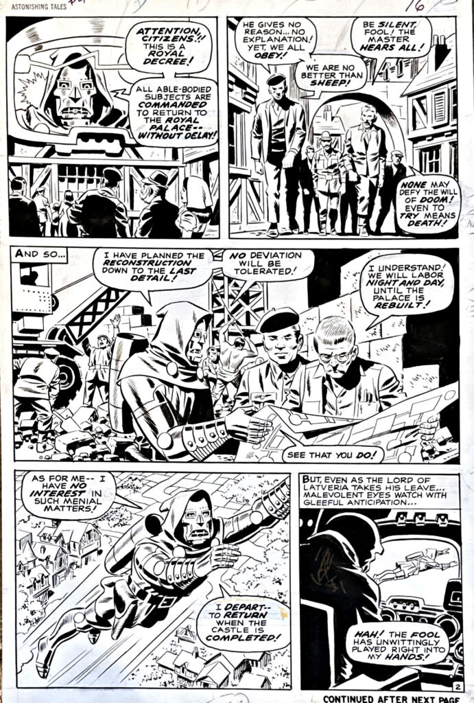 Wally Wood Marvel Comics Doctor Doom Original Art From The Collection Of Greg Goldstein