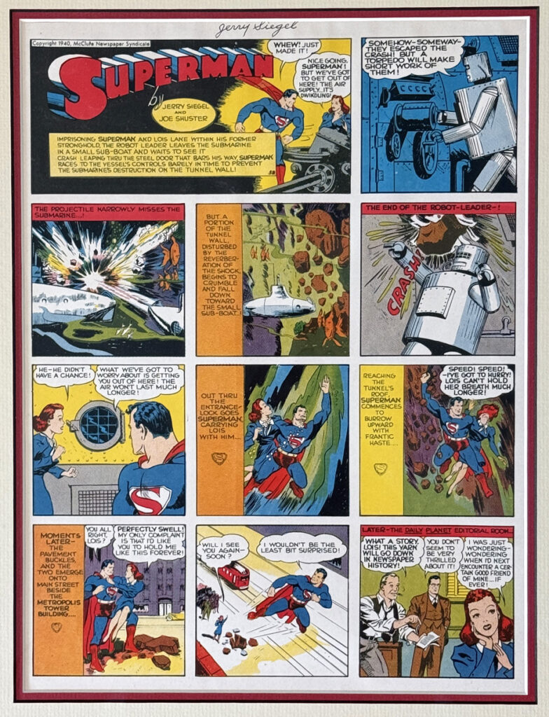 Jerry Siegel personal proof of Superman Sunday strip, 12/15/1940 from the collection of Greg Goldstein