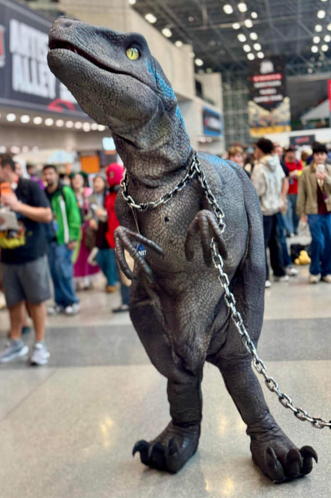 A "realistic" Jurassic Park Dinosaur visits New York Comic Con, 2026. Photo by Greg Goldstein.